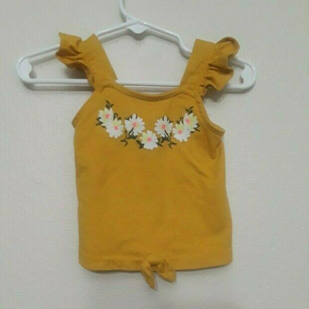 Little Lass Yellow Tank Top with Floral Design